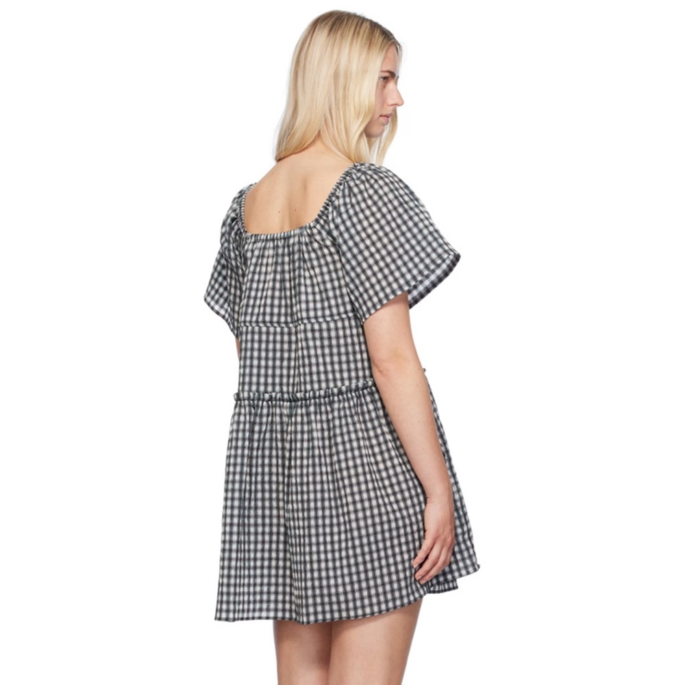 Ganni Black and White Checkered Mini Dress - Picture 3 of 8